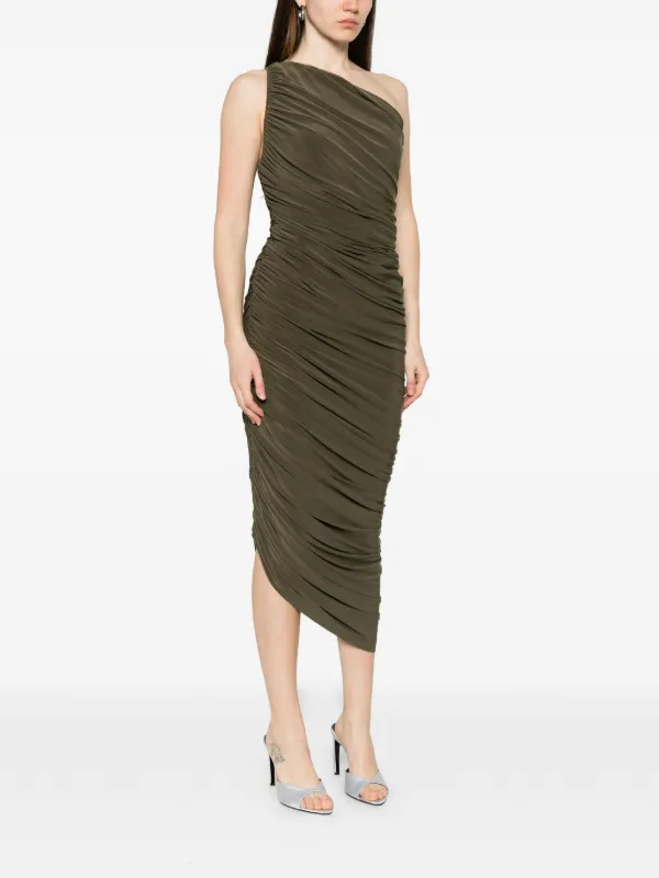 green long silk dress Charming A Line Cowl Neck Sage Green Silk Satin Long Prom Dresses with Slit  AB081521
