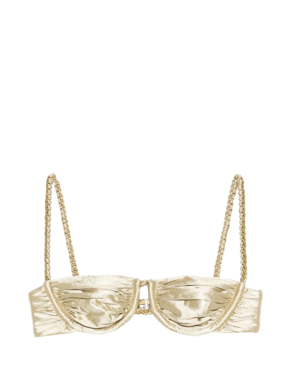 Isa Boulder ruched weave bikini top - Oro