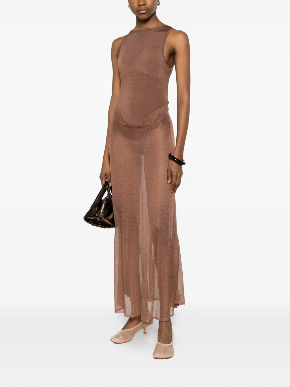 Isa Boulder Mouwloze midi-jurk Bruin