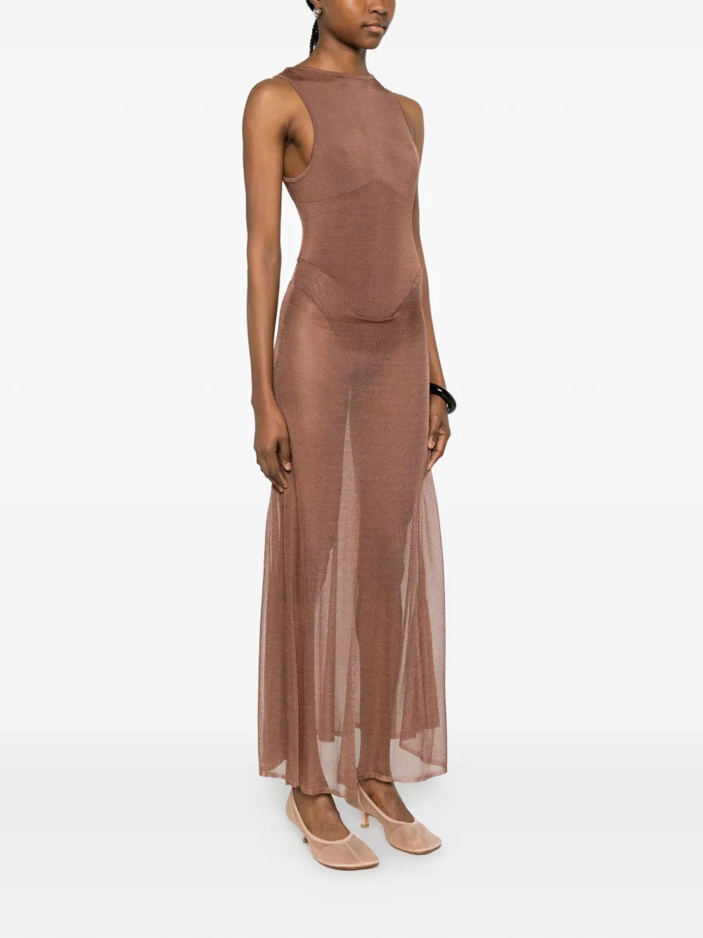 Isa Boulder Mouwloze midi-jurk Bruin