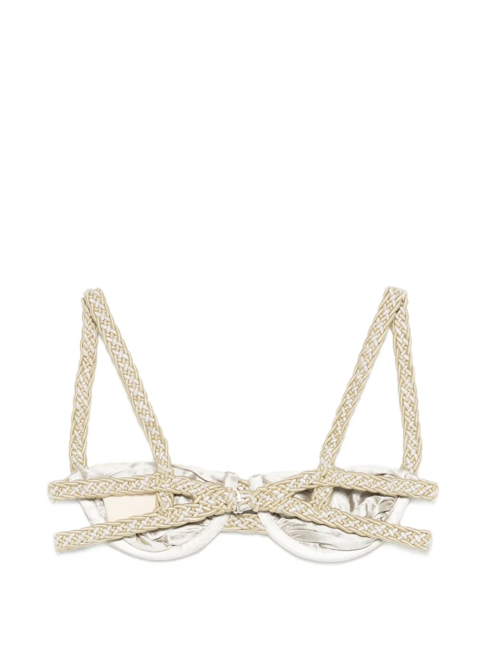Isa Boulder Bikinitop met geweven bandje Beige