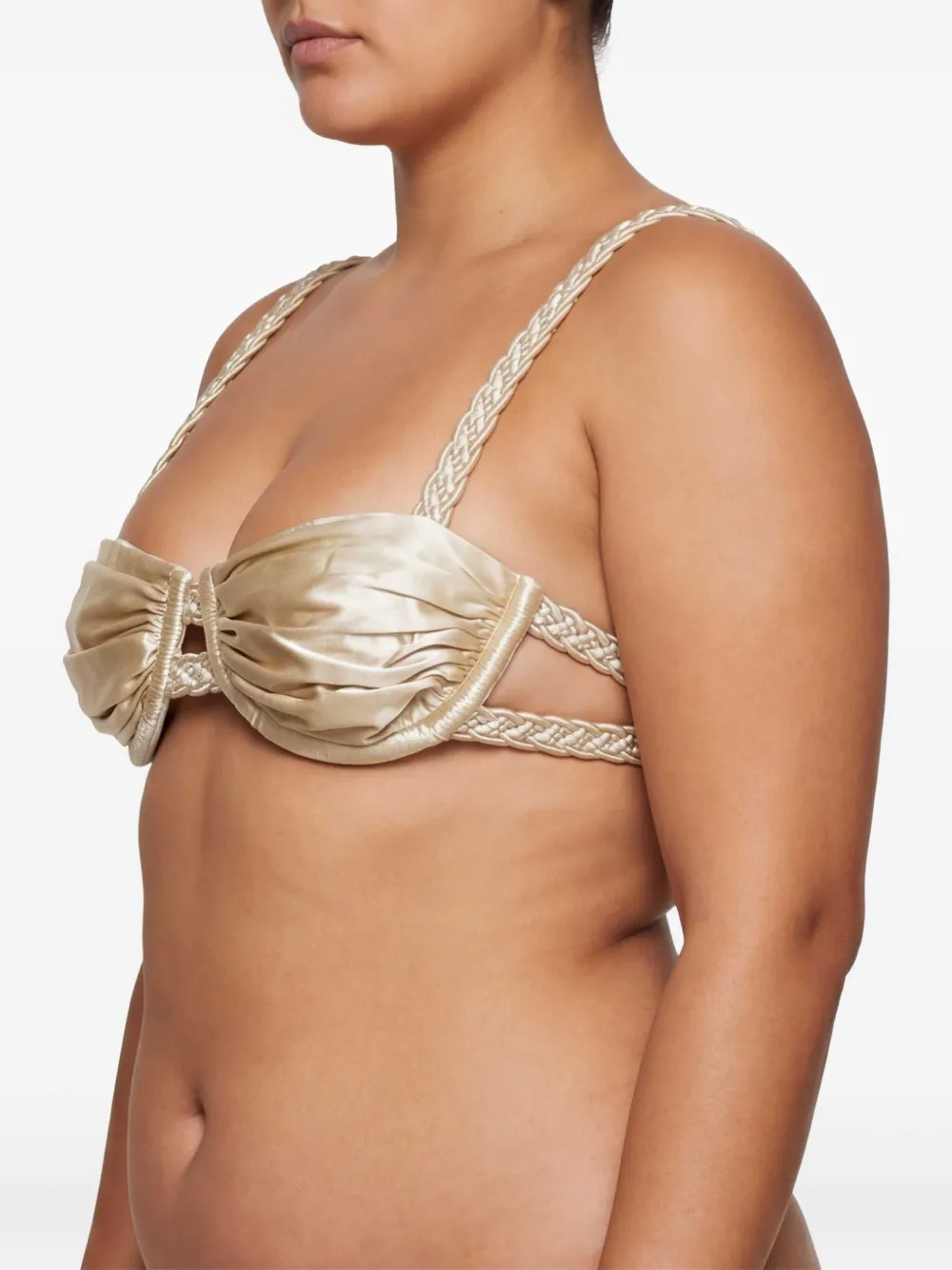 Isa Boulder Bikinitop met geweven bandje Beige