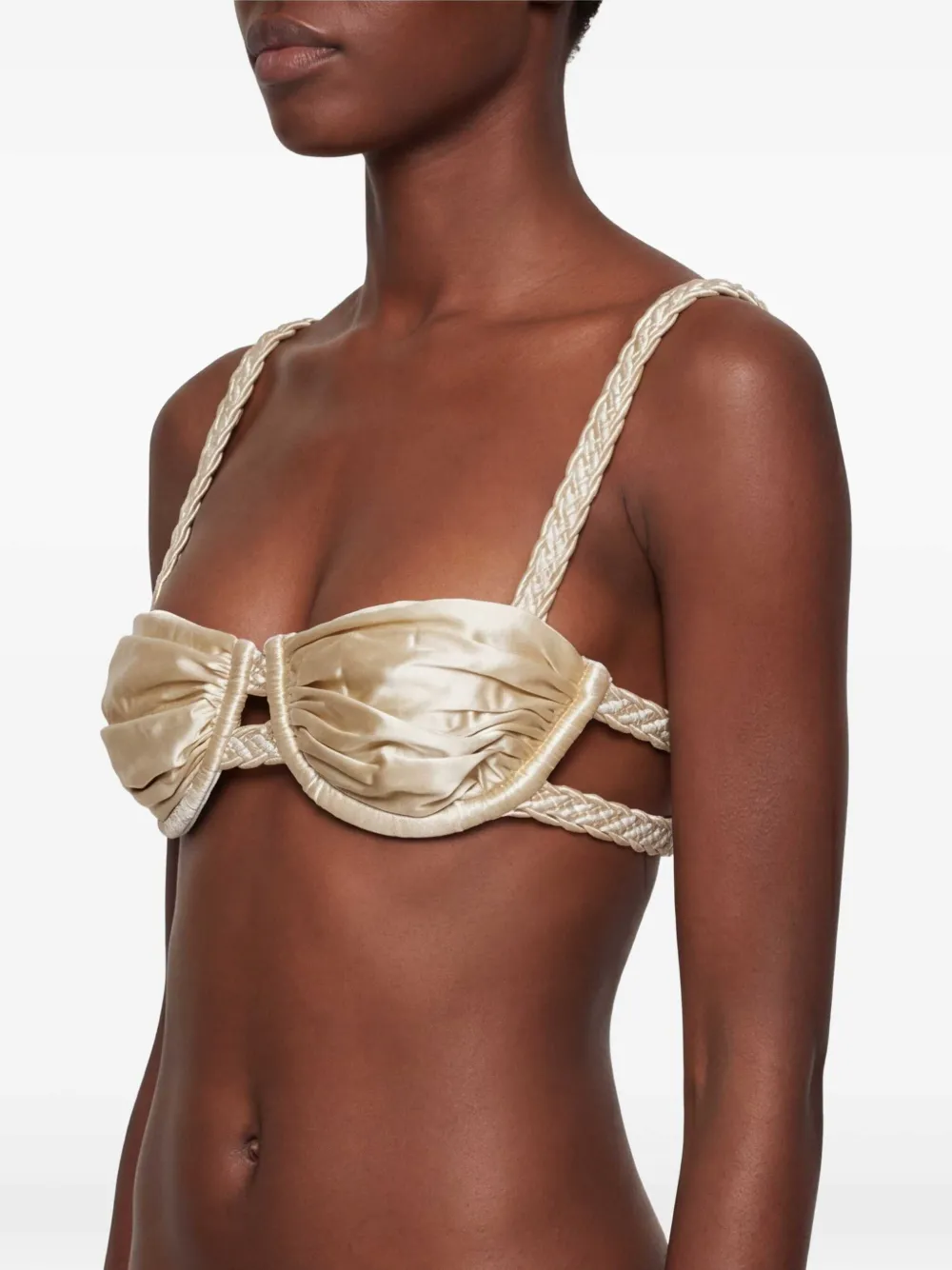 Isa Boulder Bikinitop met geweven bandje Beige