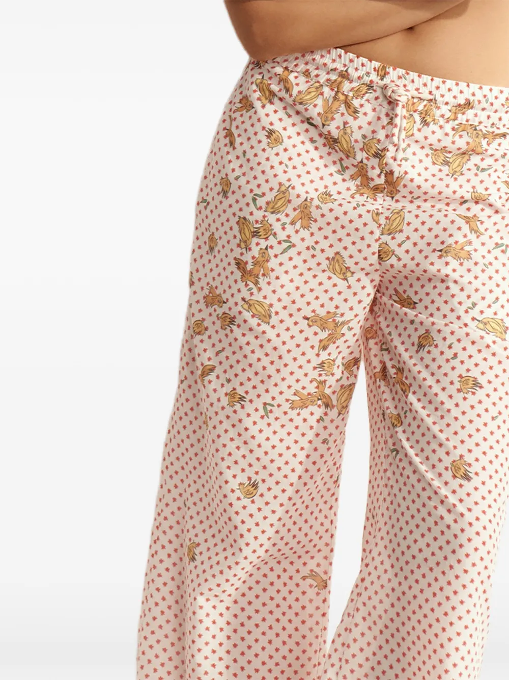 Donde Esteban Broek met stippen en vogelprint Beige