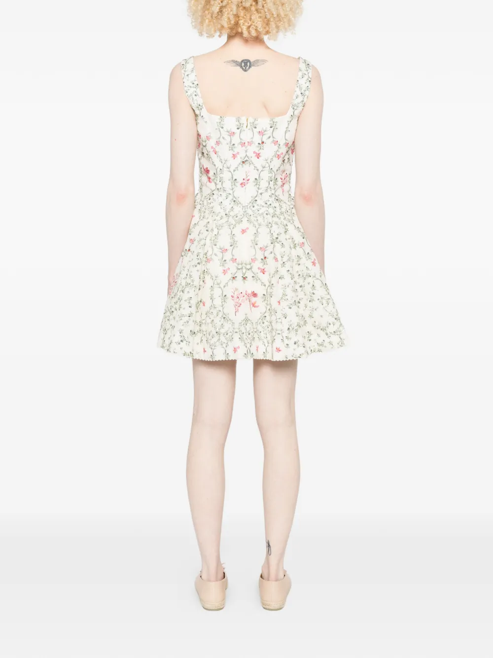 Agua By Agua Bendita Agua Cauca Floral-print Sweetheart-neck Dress in Neutrals, view 4