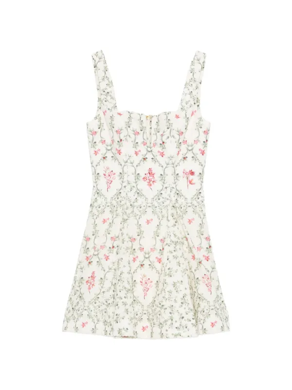 Agua by Agua Bendita Agua Cauca Floral-print Sweetheart-neck Dress in Neutrals
