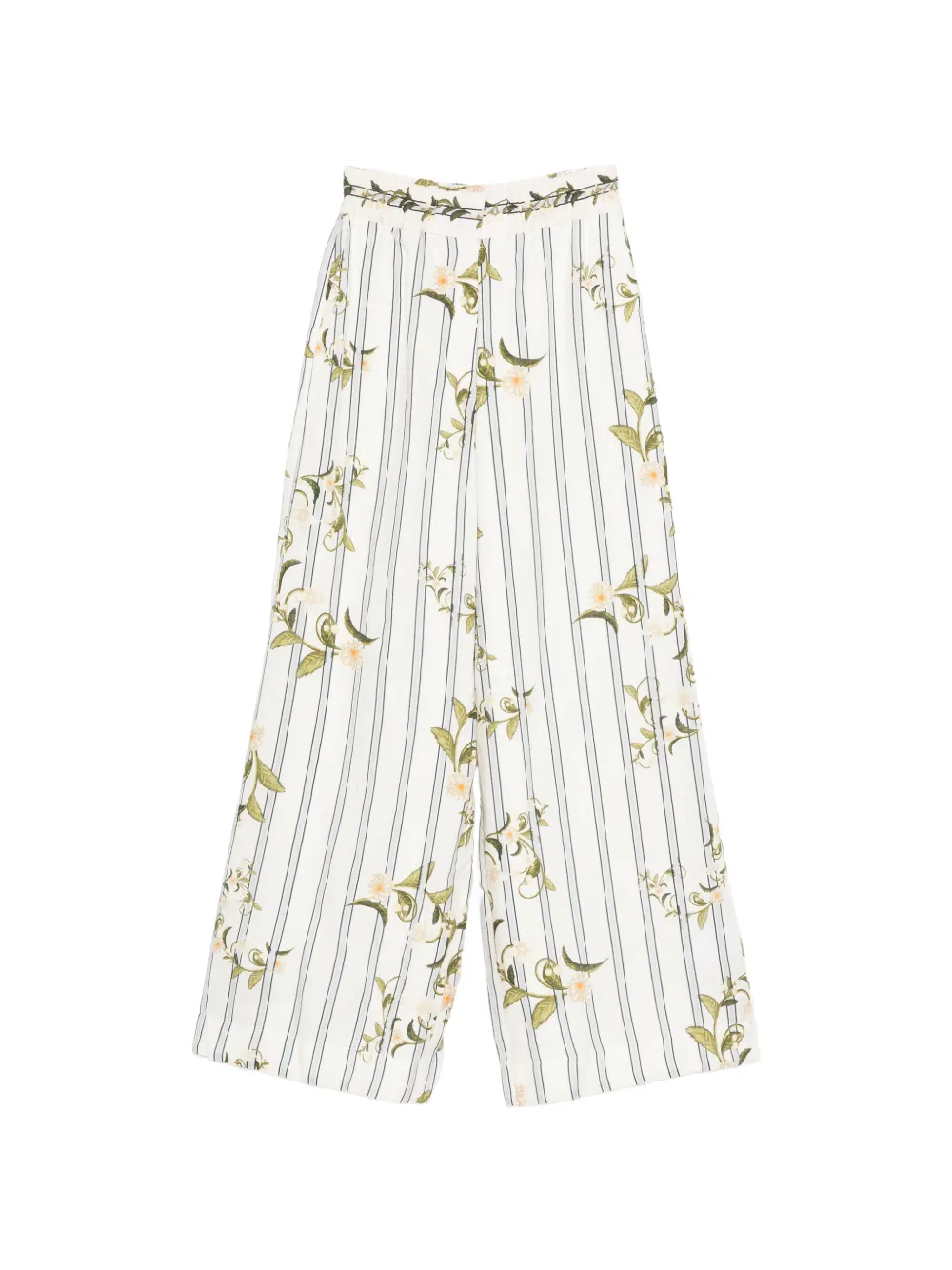 Agua By Agua Bendita striped floral-print pants - Bianco
