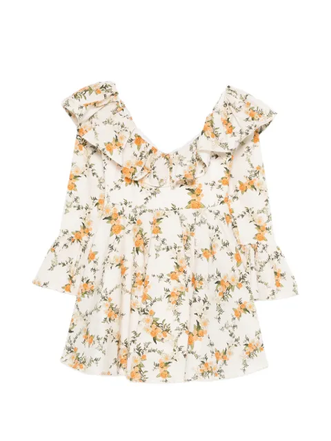 Agua By Agua Bendita ruffled floral-print mini dress