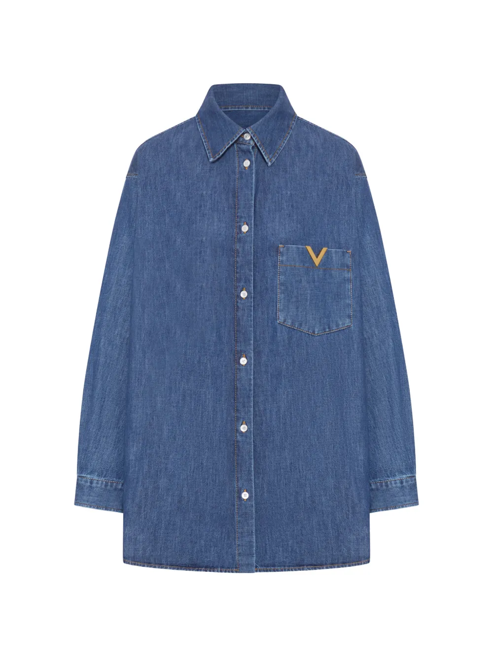 Valentino Garavani logo-detail denim shirt - Blu