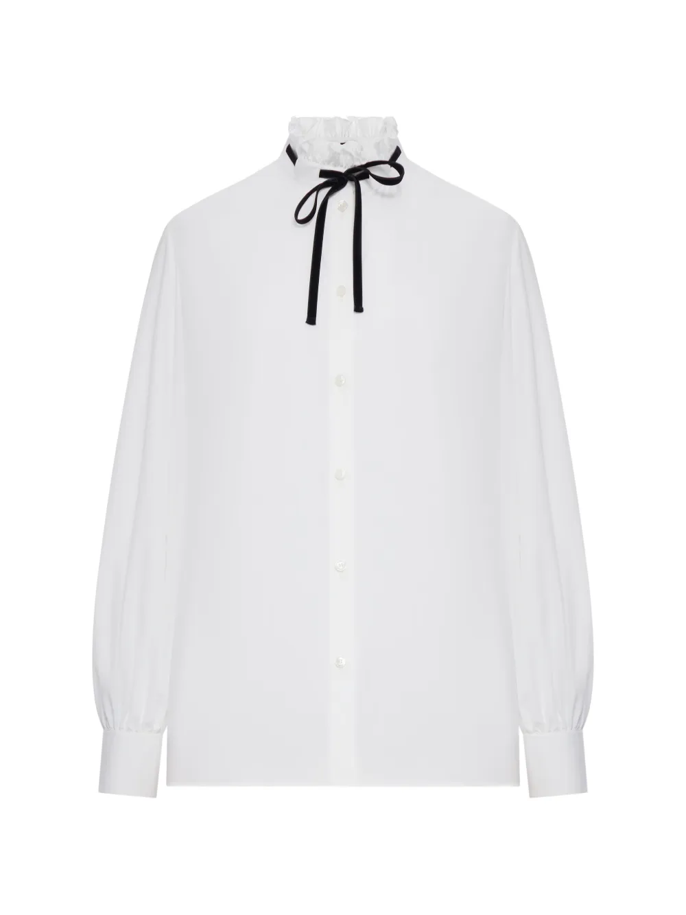 Valentino Garavani ruffled tie-detail shirt - Bianco