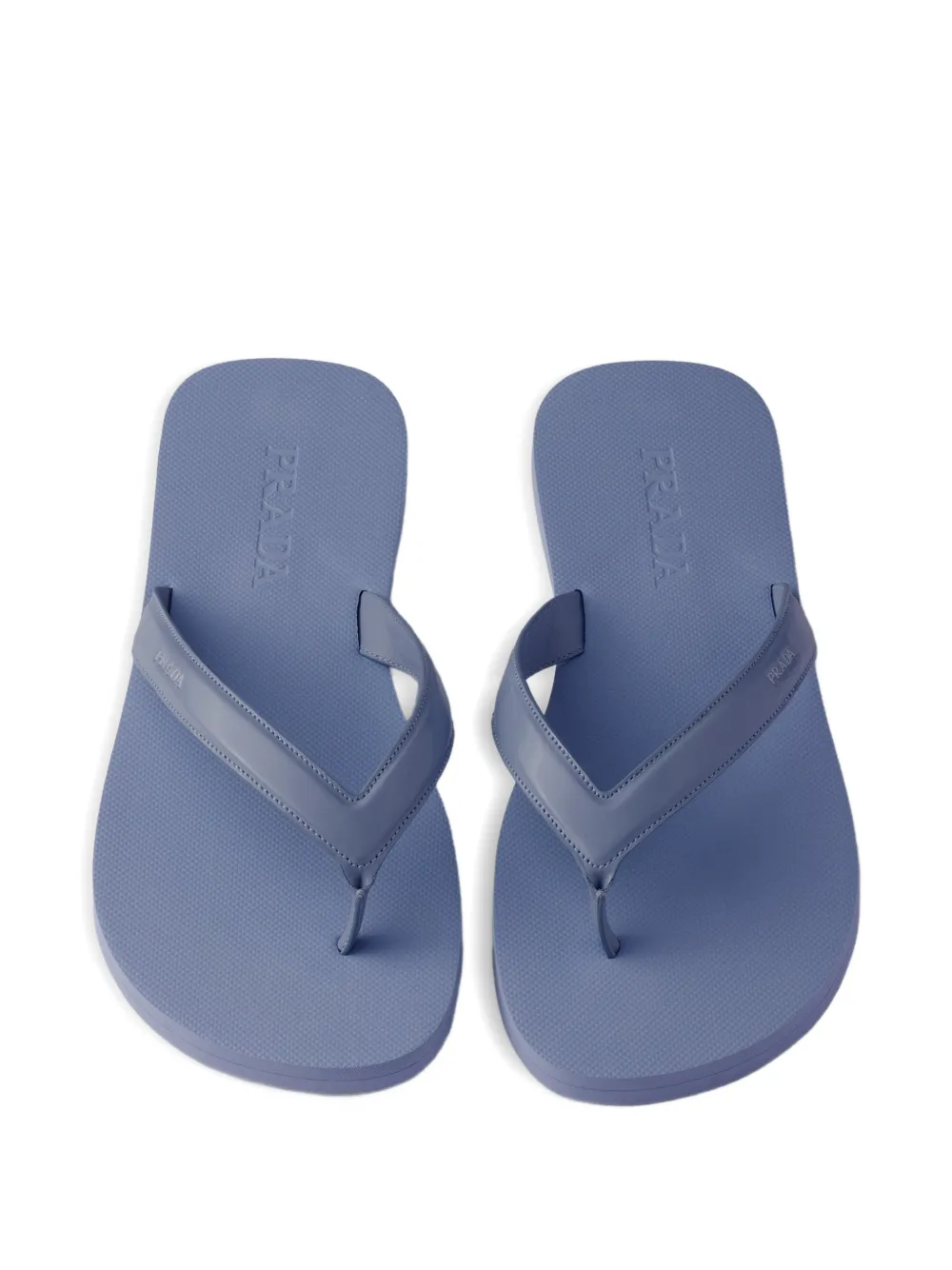 Prada Leren teenslippers met reliëf Blauw