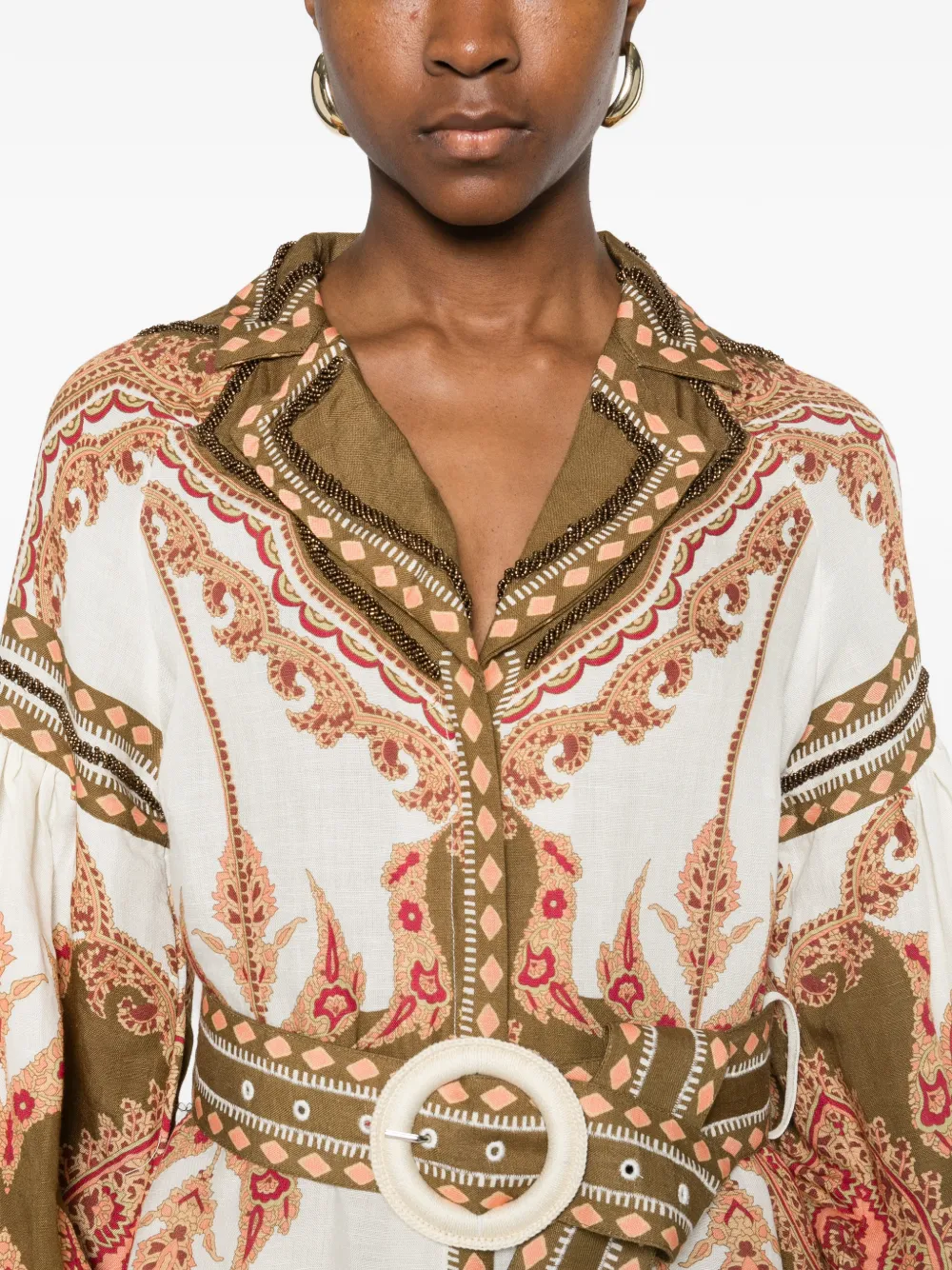 Florista Belted Printed Midi Dress