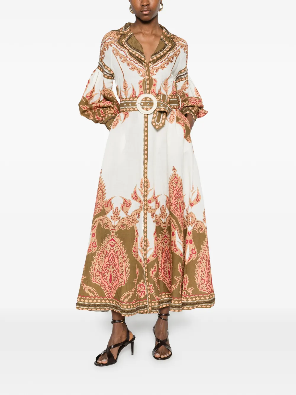 Florista Belted Printed Midi Dress