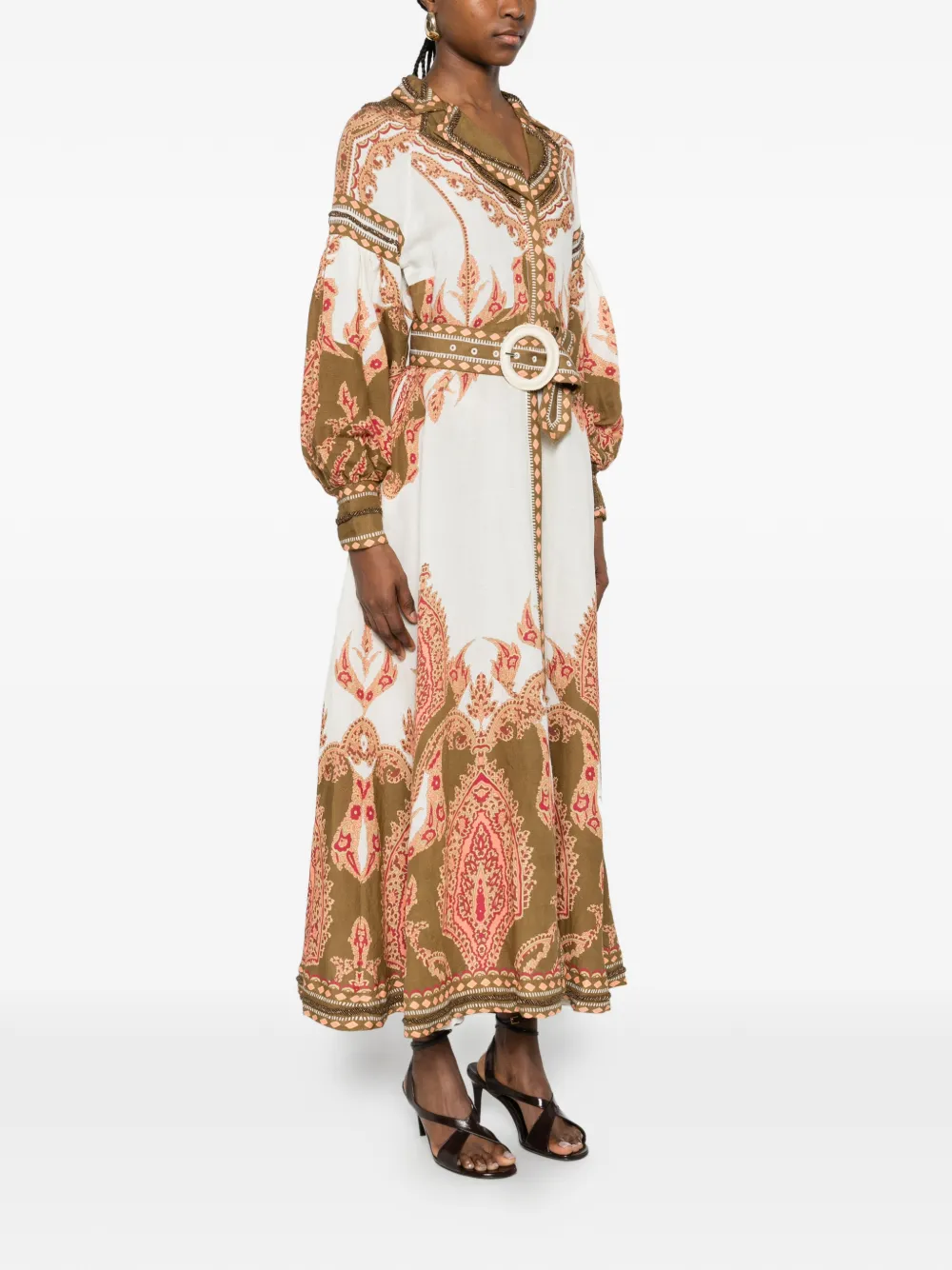 Florista Belted Printed Midi Dress