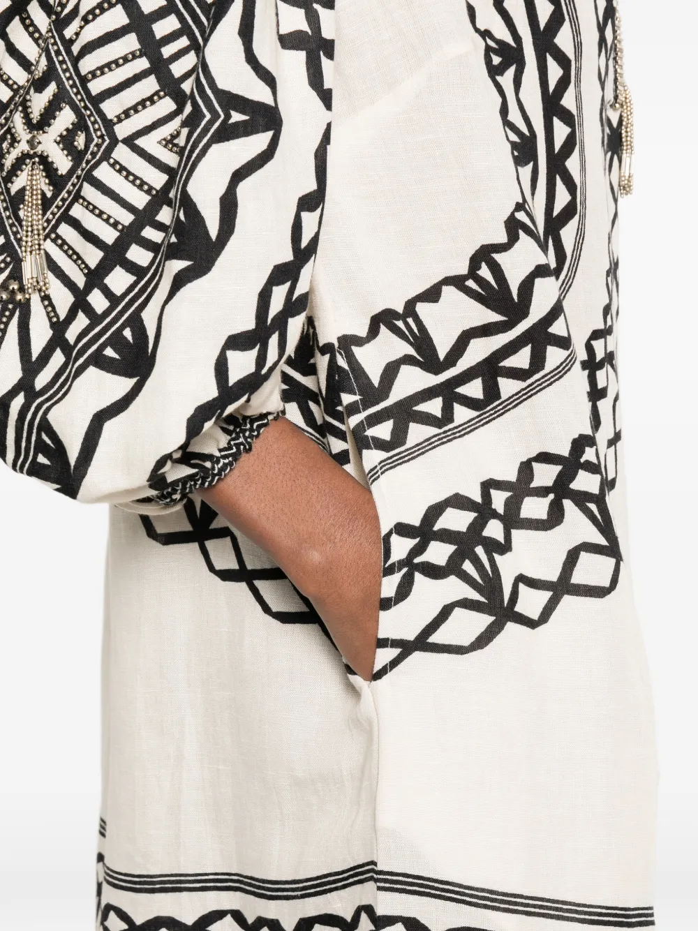 SCARLETT POPPIES Portofina mini-jurk met geometrische print Beige
