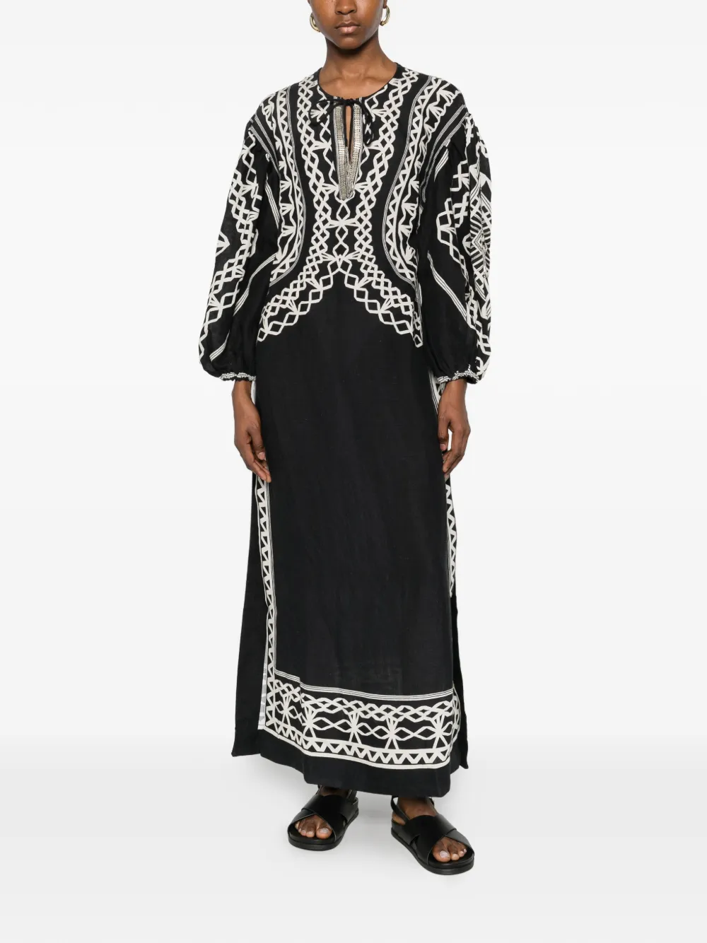SCARLETT POPPIES Tahara maxi-jurk met trekkoord Zwart