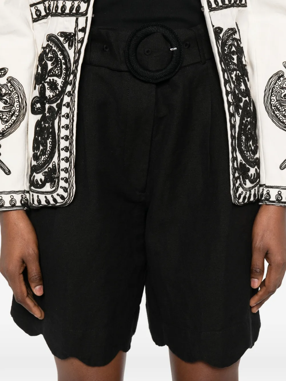 SCARLETT POPPIES Basica shorts met gewelfde afwerking Zwart