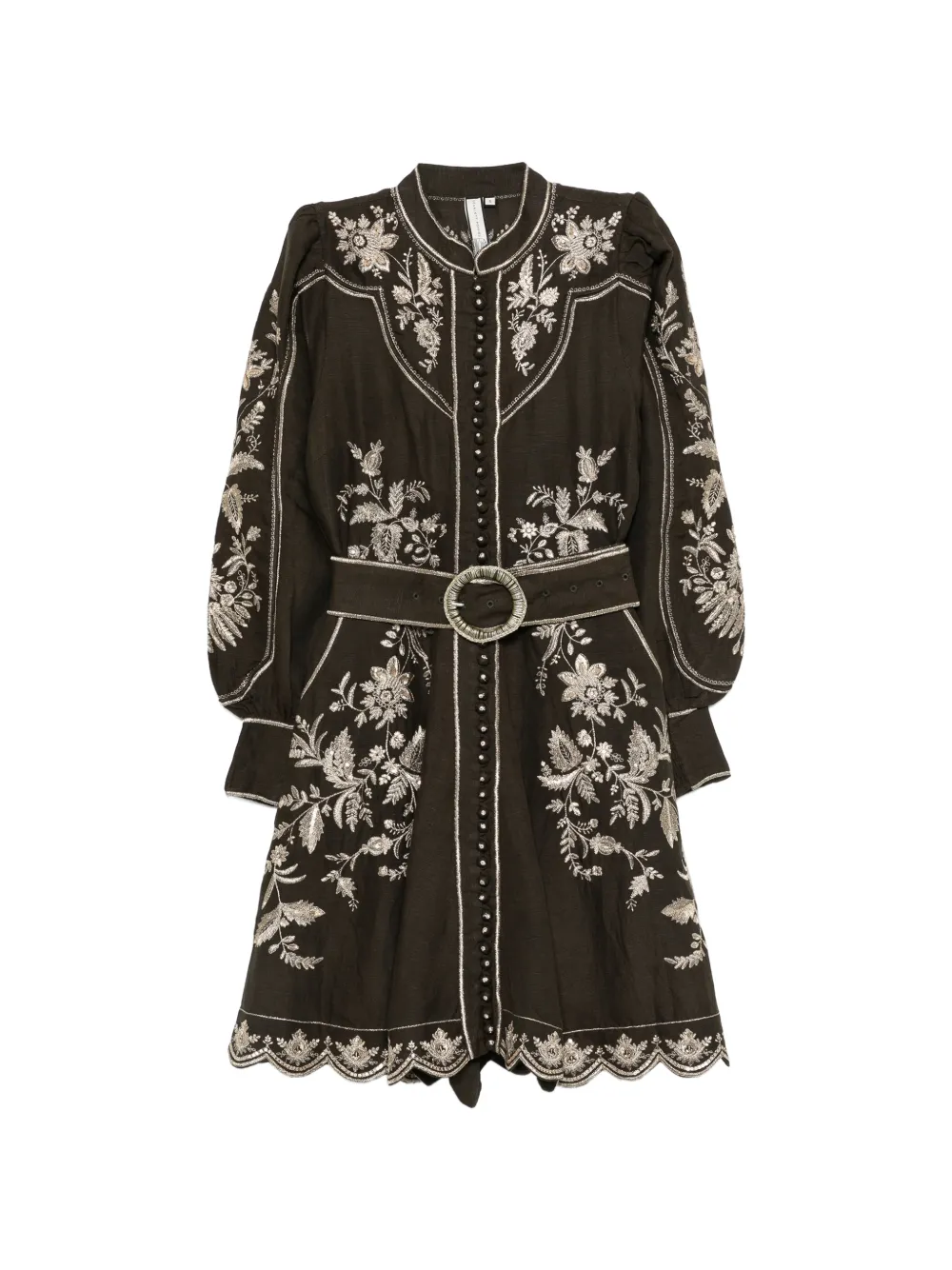 SCARLETT POPPIES Abito corto Brianna con ricamo a fiori - Verde