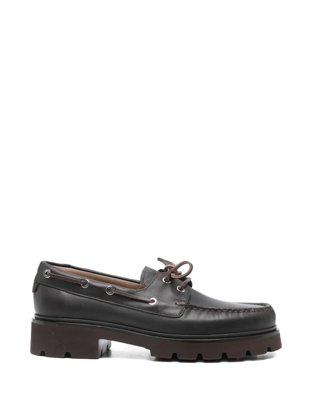 Gianvito Rossi Leather Boat Shoes In Gray