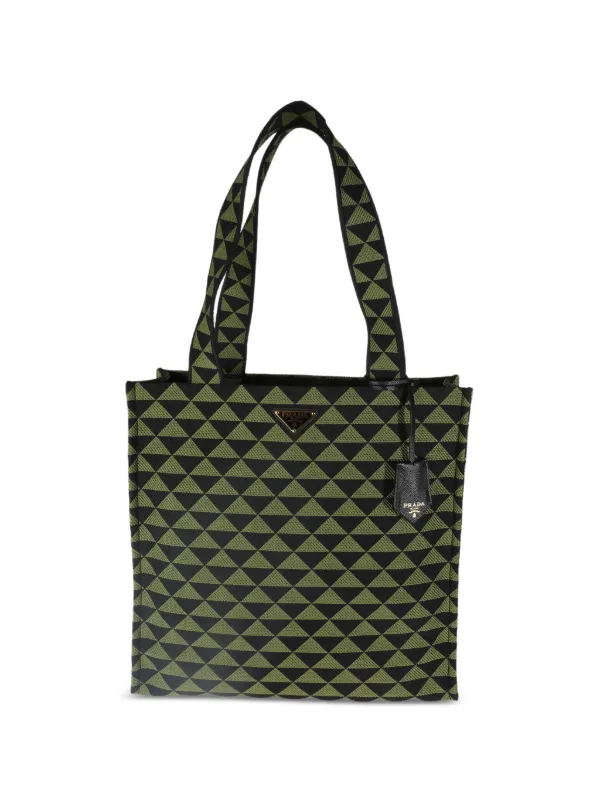Prada Pre-owned Triangolo Symbole Tote Bag in Green