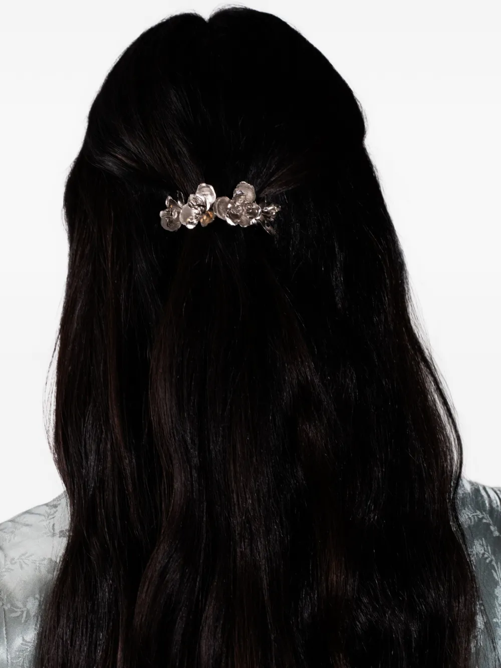 Jennifer Behr Larena haarband met bloemen Zilver