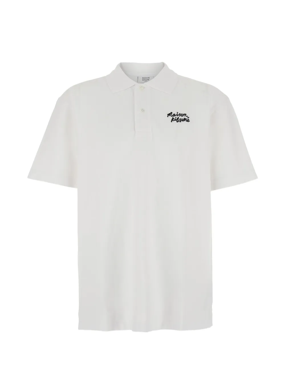 Maison Kitsuné logo-embroidered piqué polo shirt - Bianco