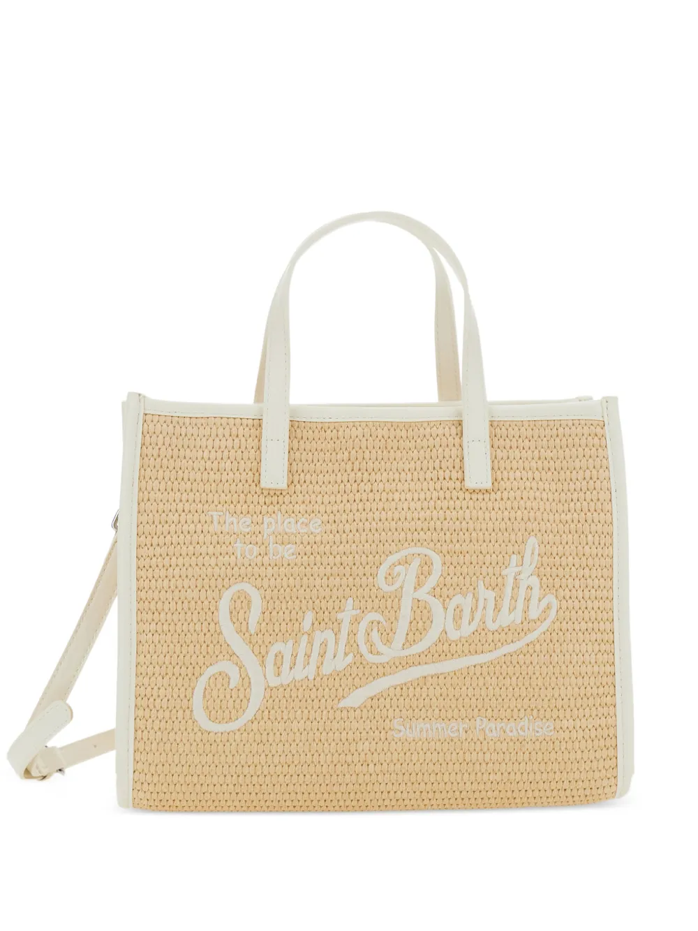MC2 Saint Barth Kids Vivian logo-embroidered woven tote bag - Nude