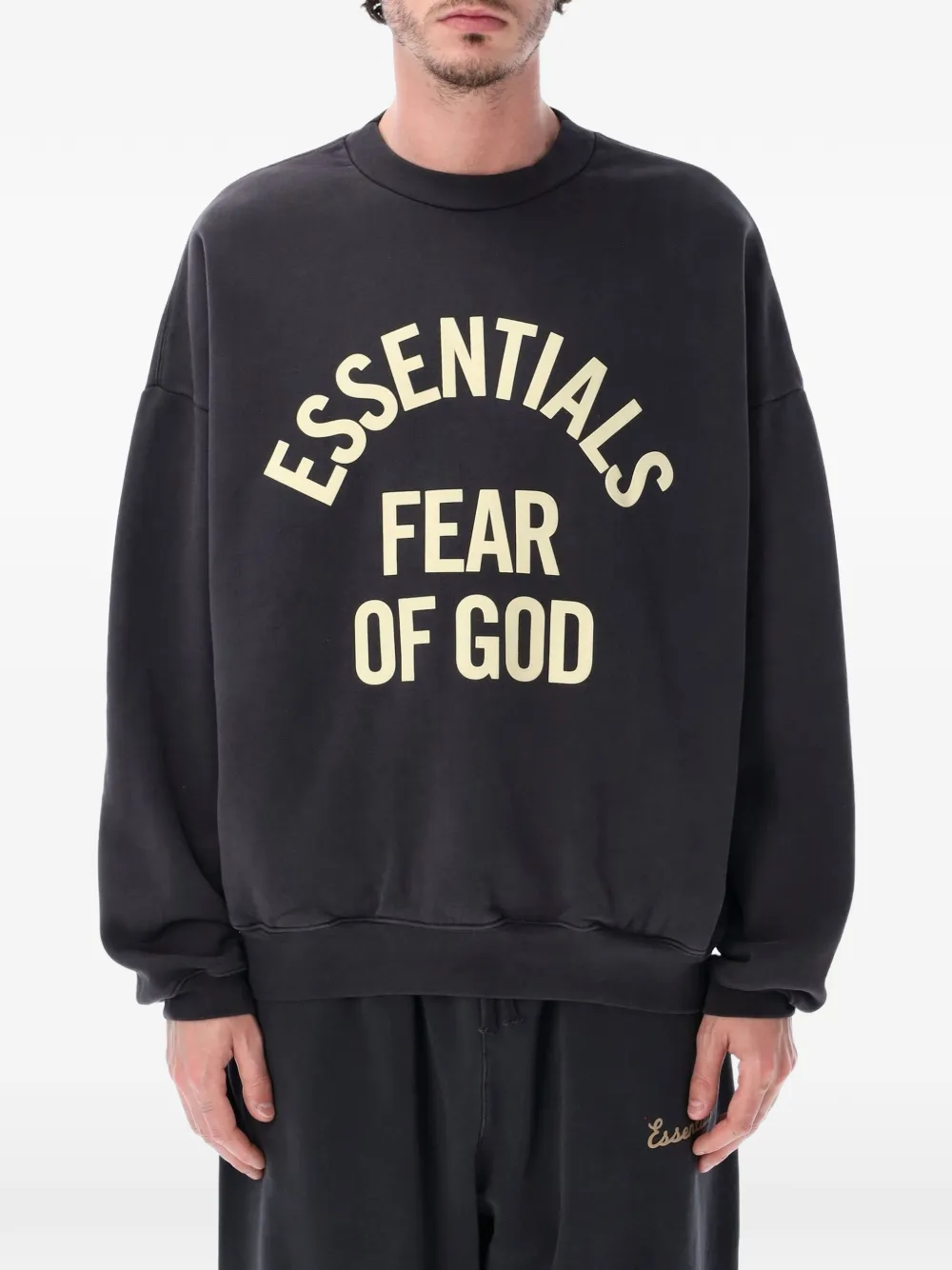 FEAR OF GOD ESSENTIALS pull Campus 90s à logo imprimé - Noir FEAR OF GOD ESSENTIALS pull Campus 90s à logo imprimé - Noir