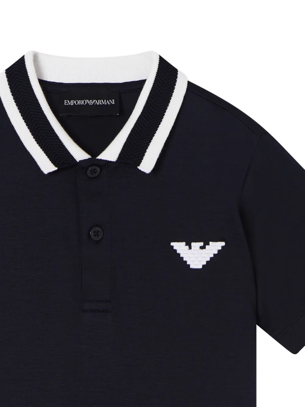 Emporio Armani Kids T-shirt met kraag en logo Blauw