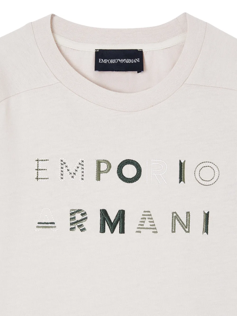 Emporio Armani Kids T-shirt met borduurwerk Beige