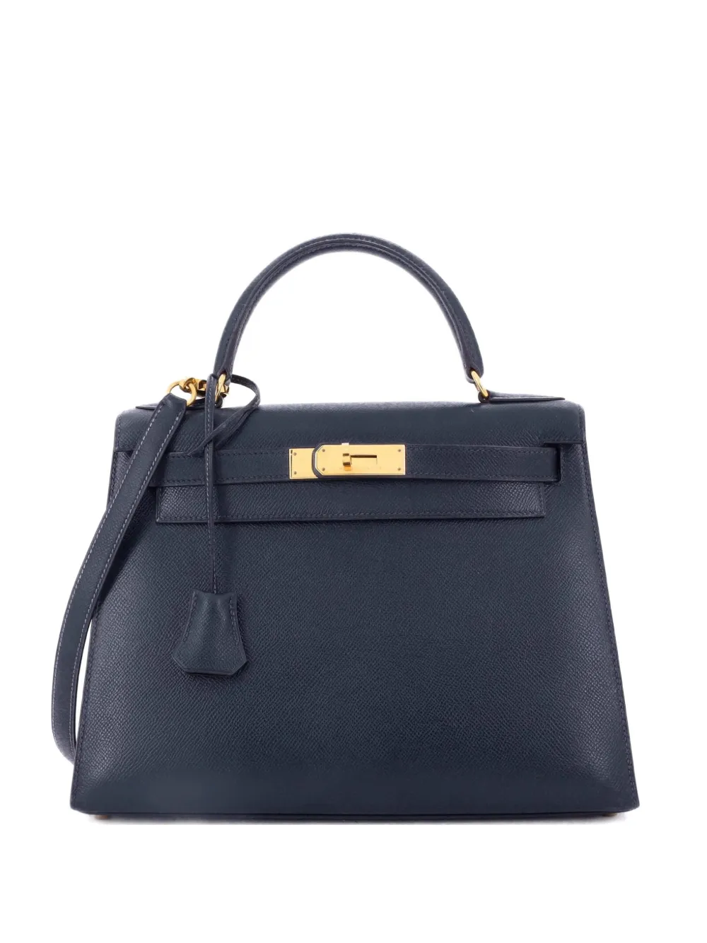 Hermès Pre-Owned Kelly Handbag Blue Courchevel with Gold Hardware 28 satchel