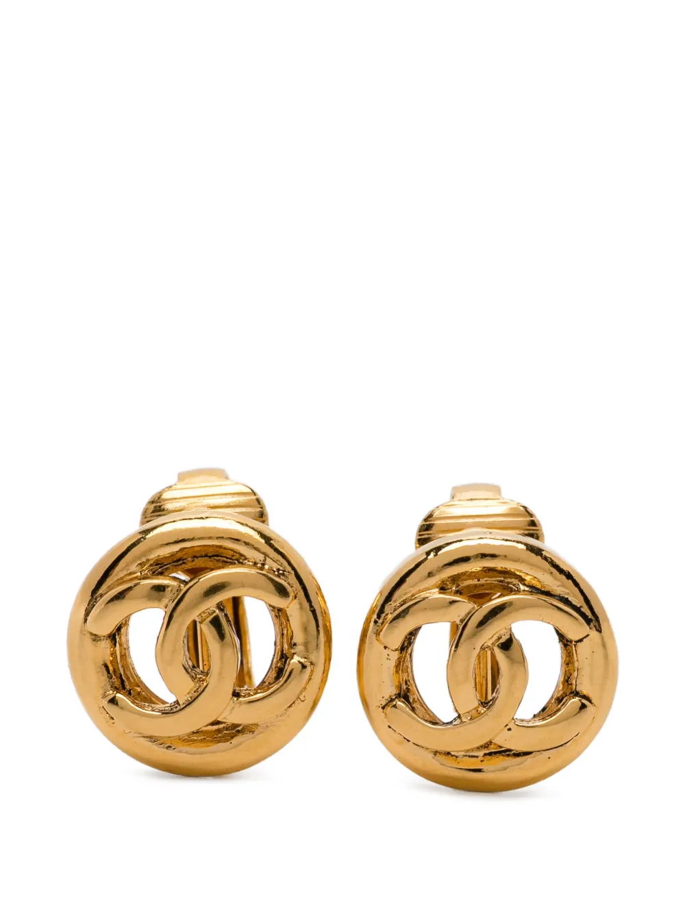 CHANEL Pre-Owned emblem clip-on earrings - Oro