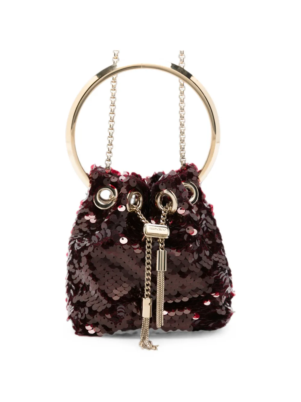 Jimmy Choo Bon bucket-tas met pailletten Rood