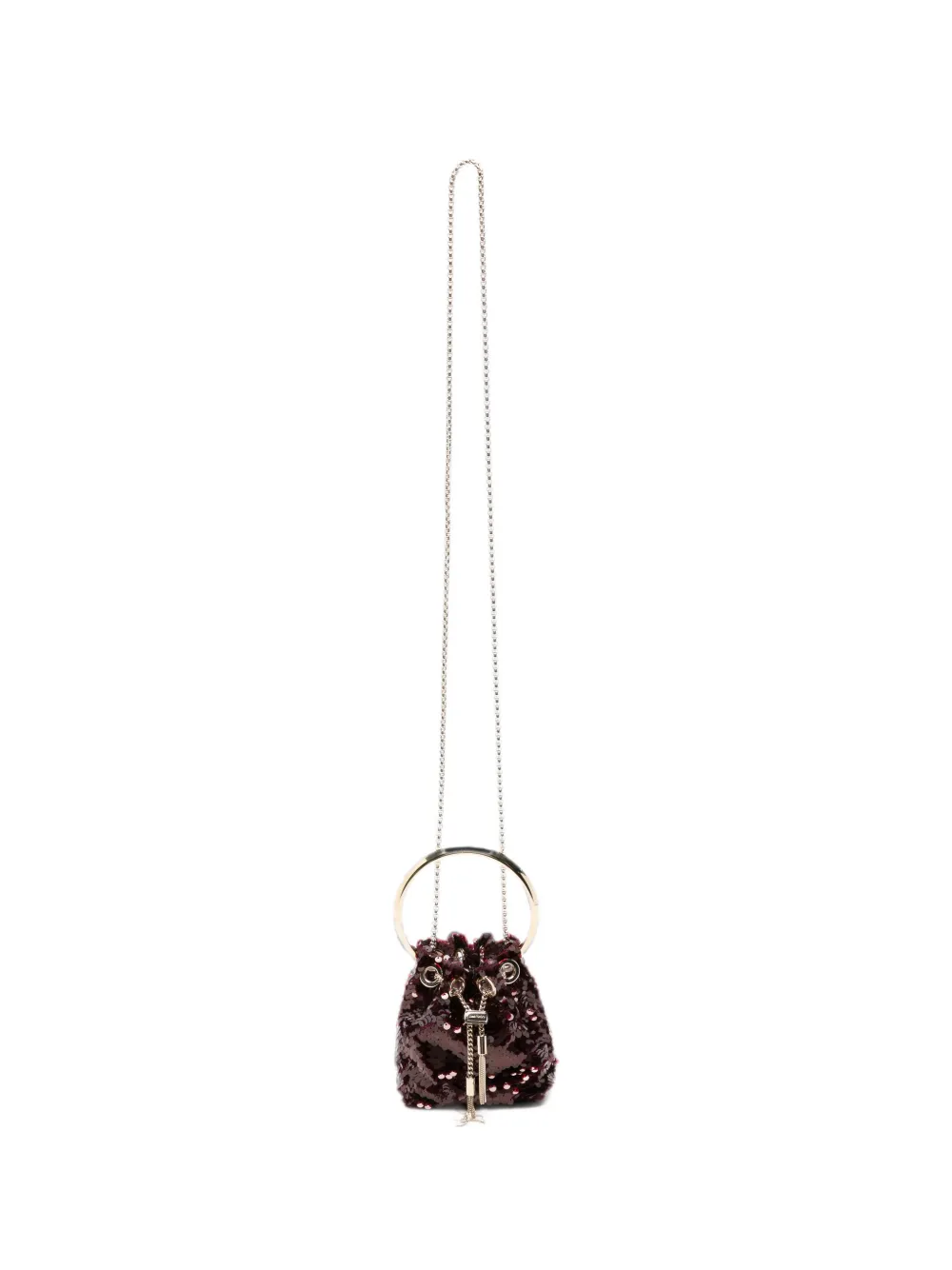 Jimmy Choo mini Bon Bon sequin-embellished bucket bag - Rosso