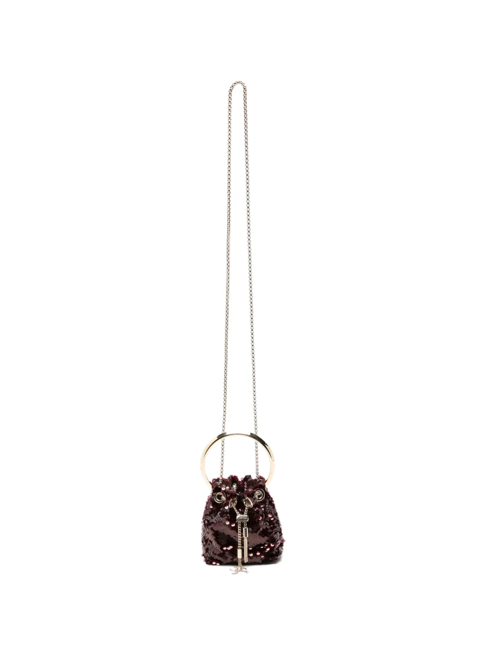 Jimmy Choo mini Bon Bon sequin-embellished bucket bag - Rosso