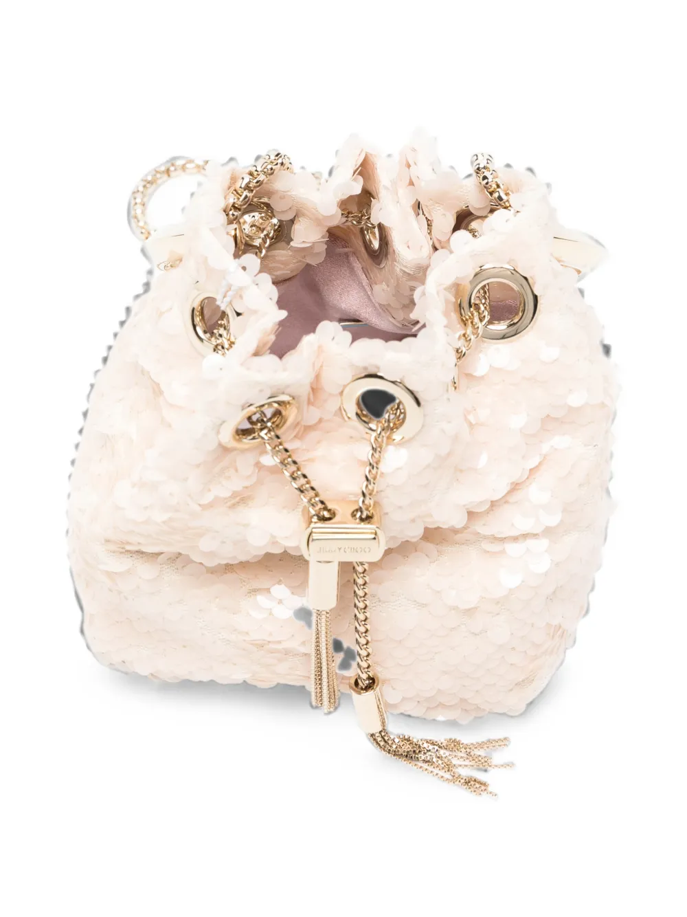 Jimmy Choo Bon bucket-tas met pailletten Beige