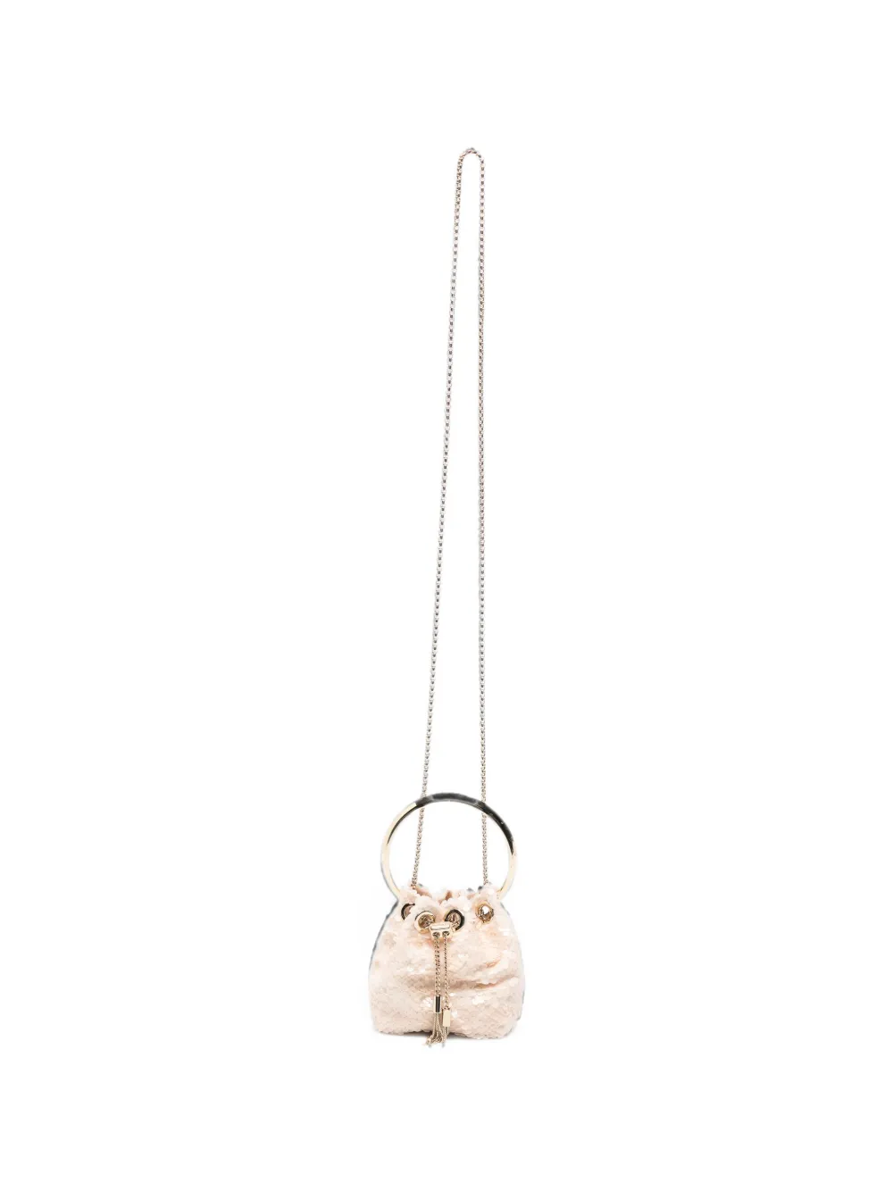 Jimmy Choo mini Bon Bon sequin-embellished bucket bag - Nude