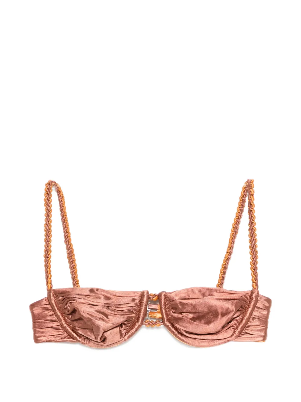 Isa Boulder ruched weave bikini top - Marrone
