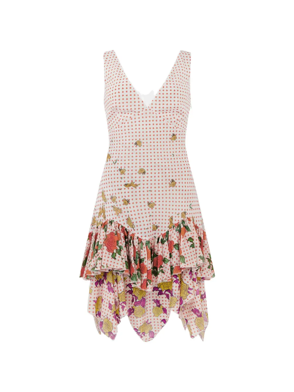 Donde Esteban Gerüschtes Minikleid mit Blumenprint - Nude