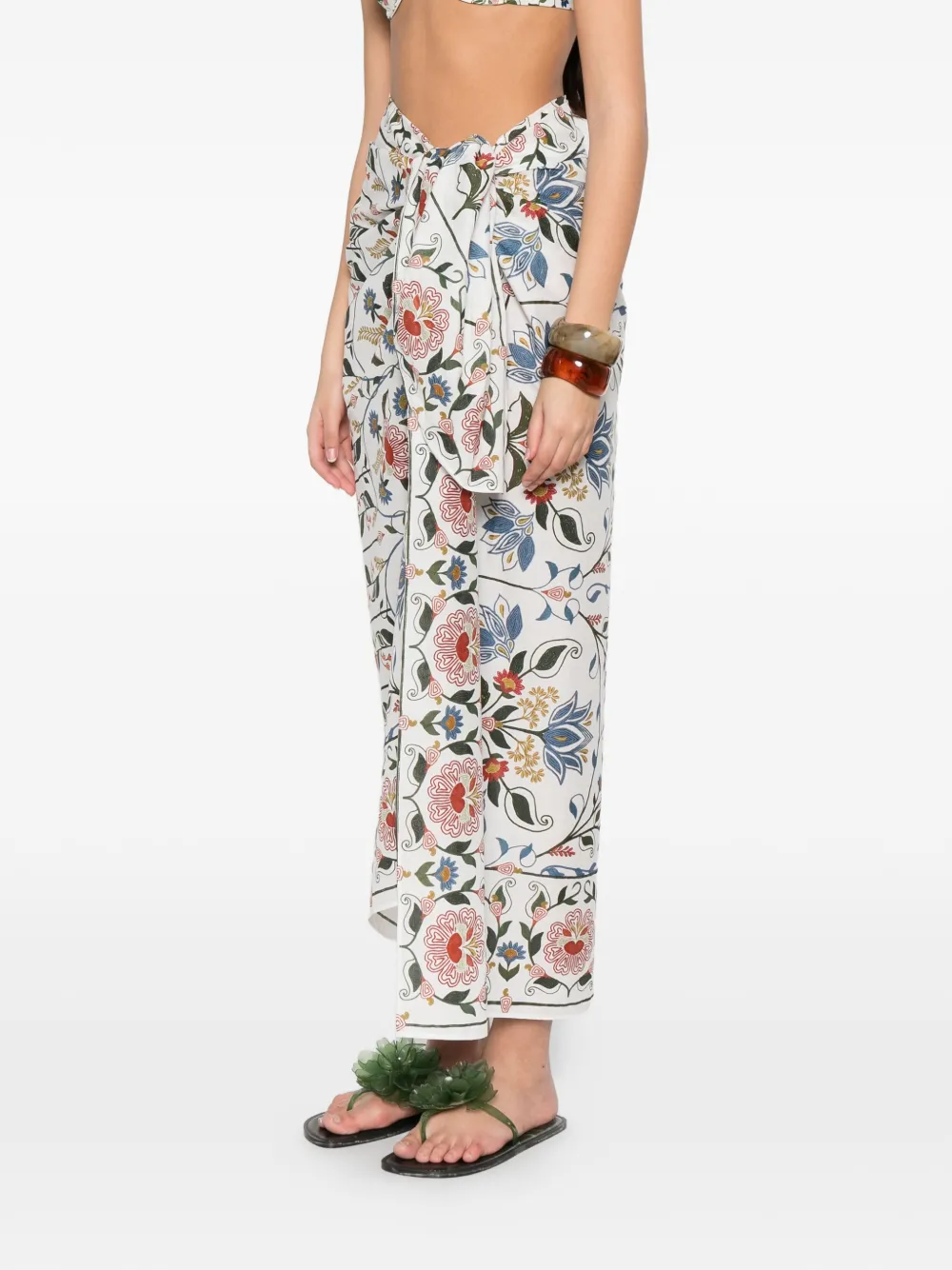 FARM Rio Wikkelrok met bloemenprint Wit