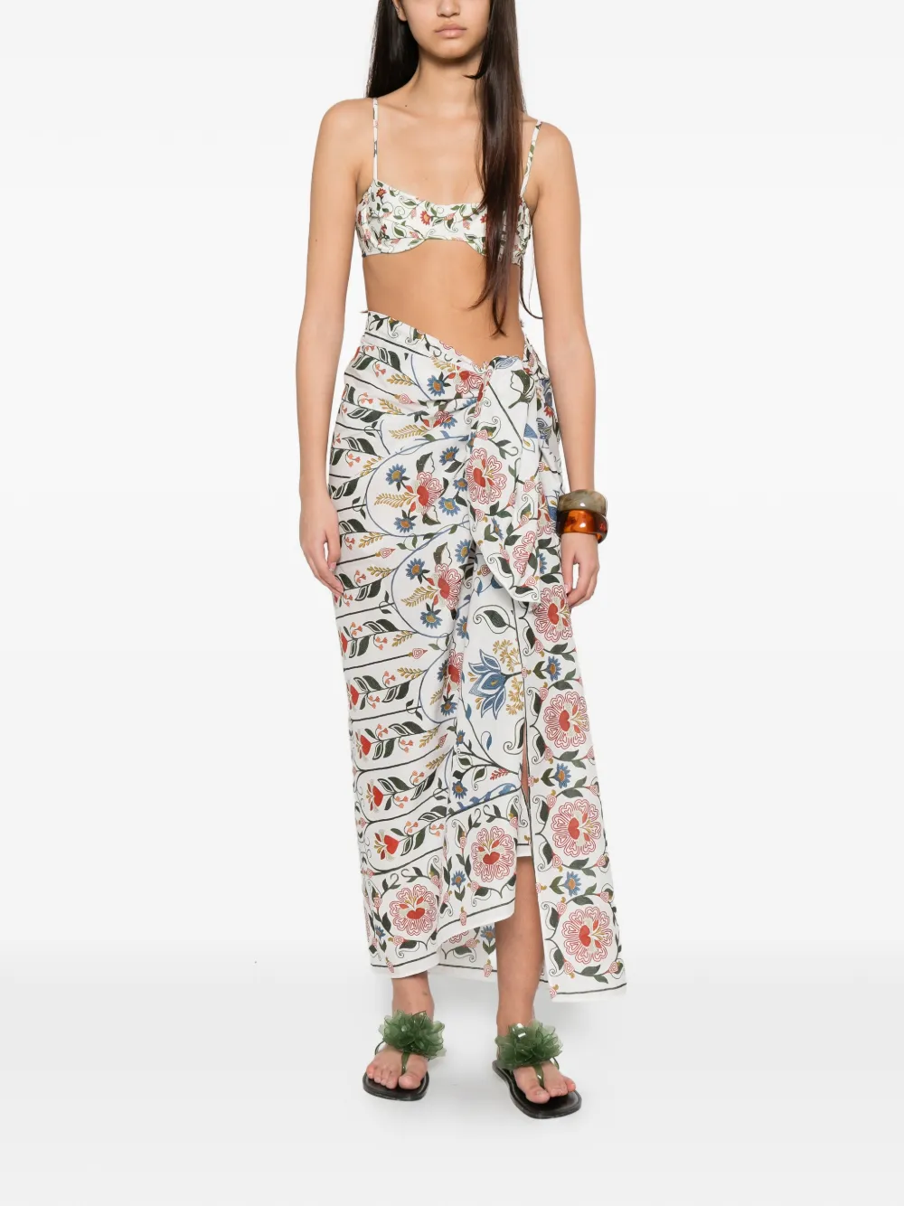 FARM Rio Wikkelrok met bloemenprint Wit