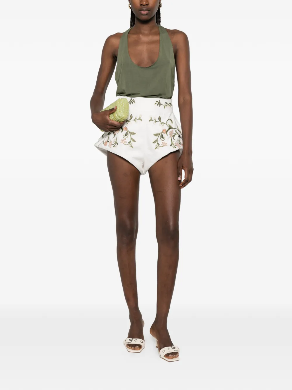Agua by Agua Bendita Gatti Valle Shorts in Neutrals, view 2