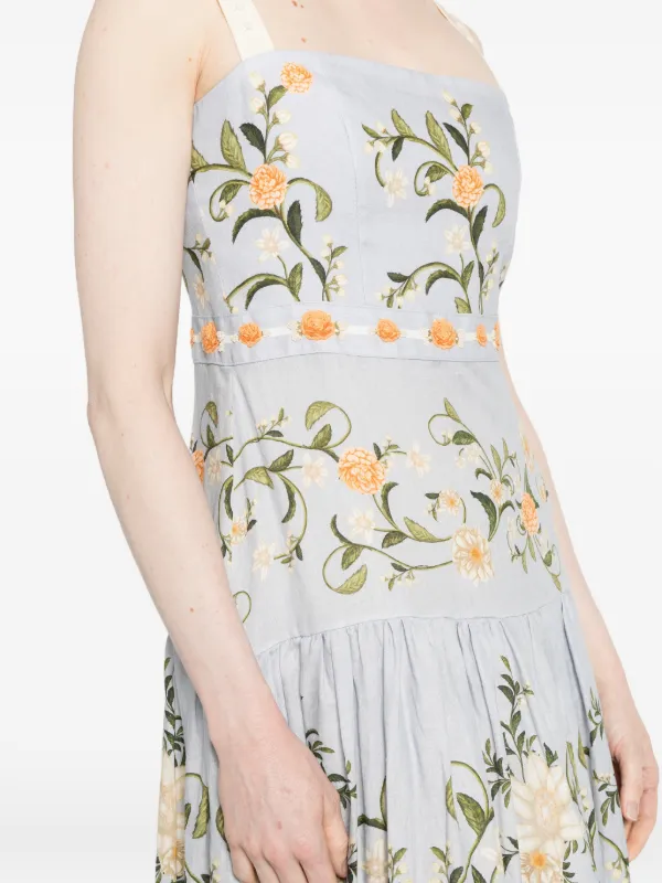agua by agua bendita lima floral linen maxi dress Lima printed linen maxi dress in blue - Agua By Agua Bendita