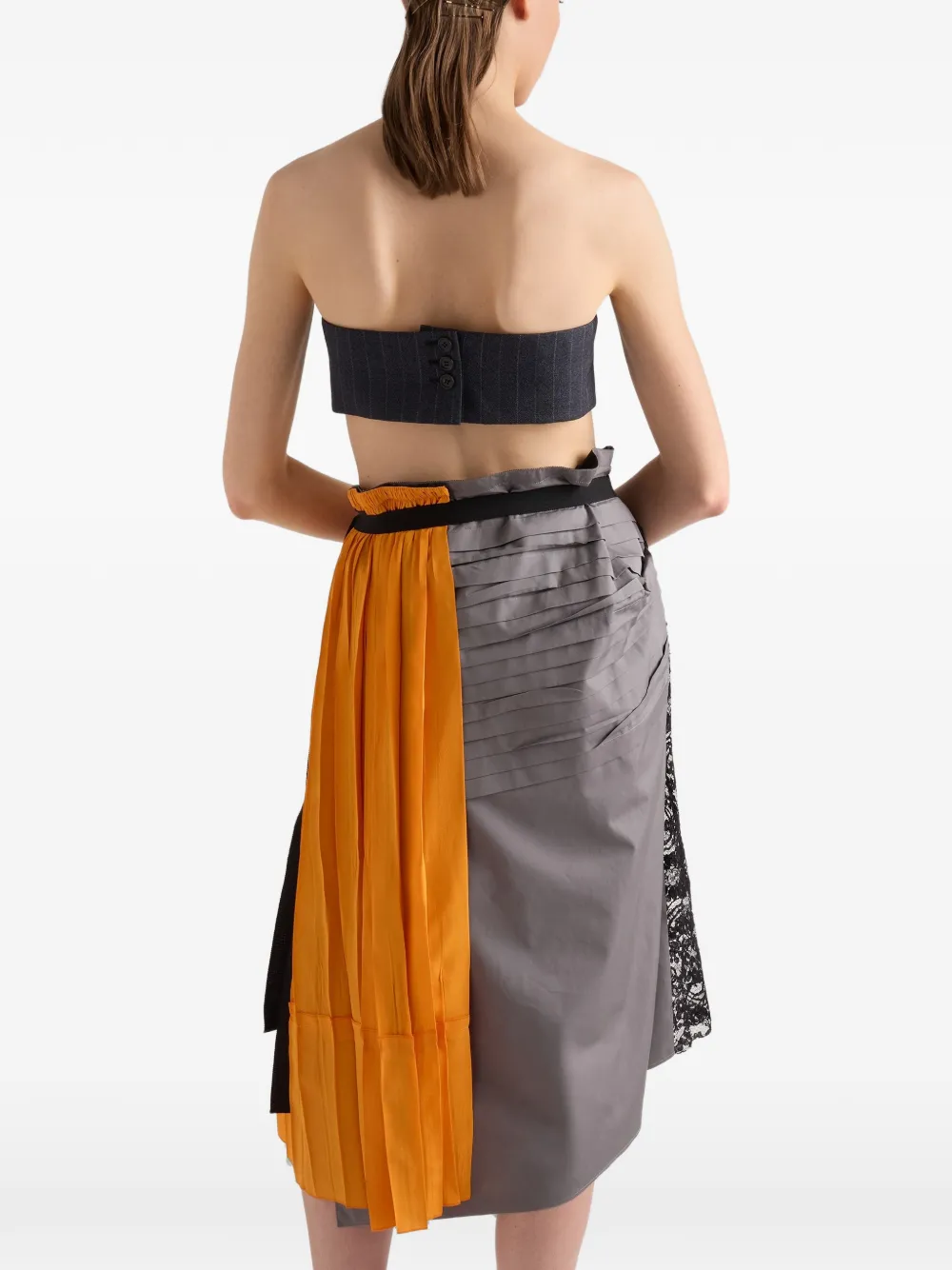 Prada Patchwork Midi Skirt - Orange 