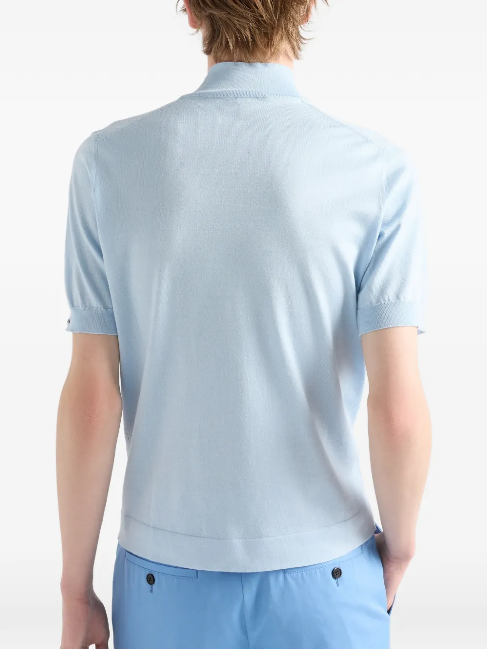  Prada Ribbed Turtleneck T-shirt - Blue 