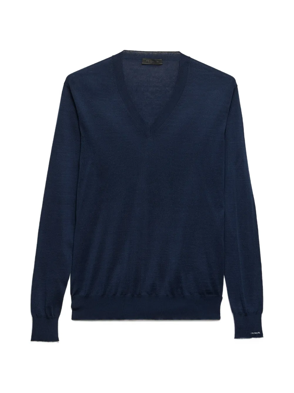 Prada V-neck Ribbed Sweater In Blue