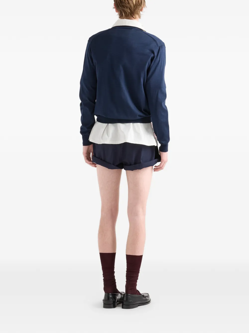 Prada Pullover Aus Baumwolle Mit V-ausschnitt In Blue