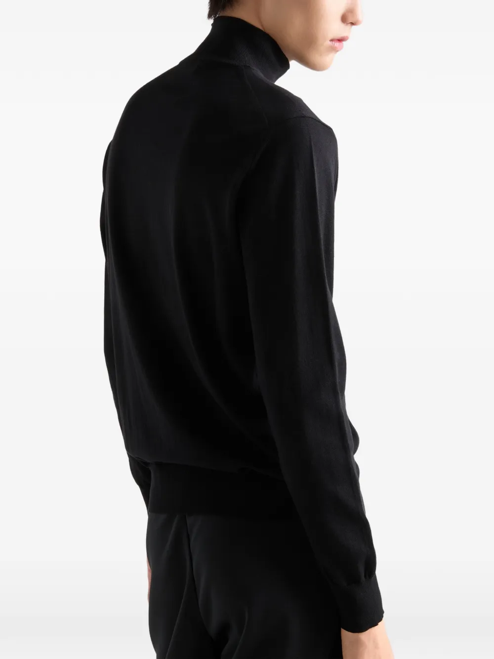  Prada Logo-embroidered Turtleneck Sweater - Black 