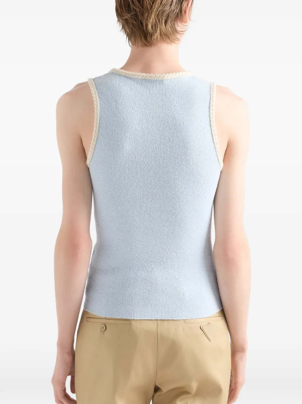  Prada Contrast-trim Tank Top - Blue 