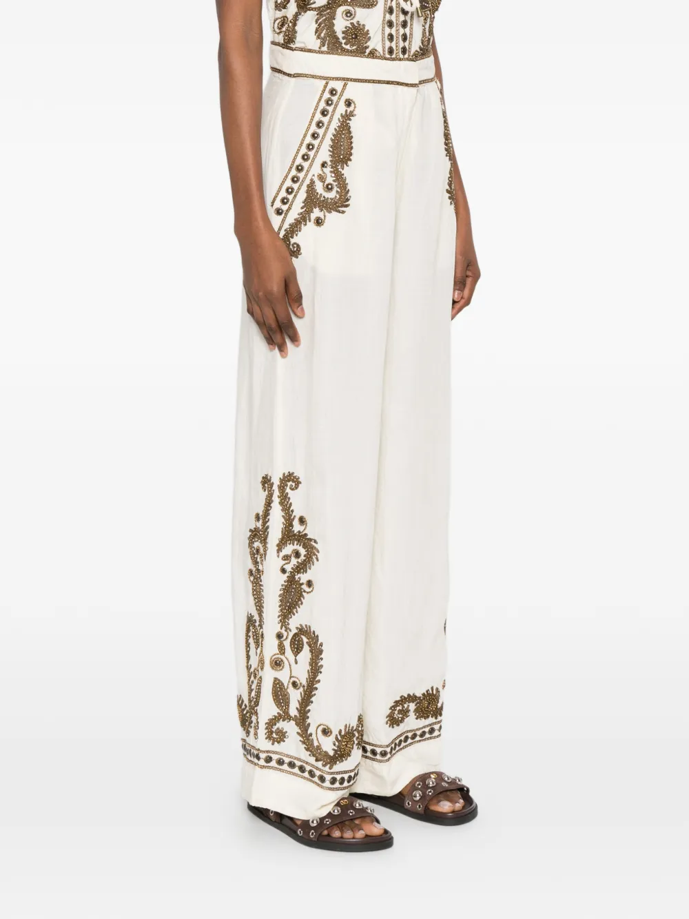  Scarlett Poppies Taylen Beaded-embellished Trousers - Neutrals 